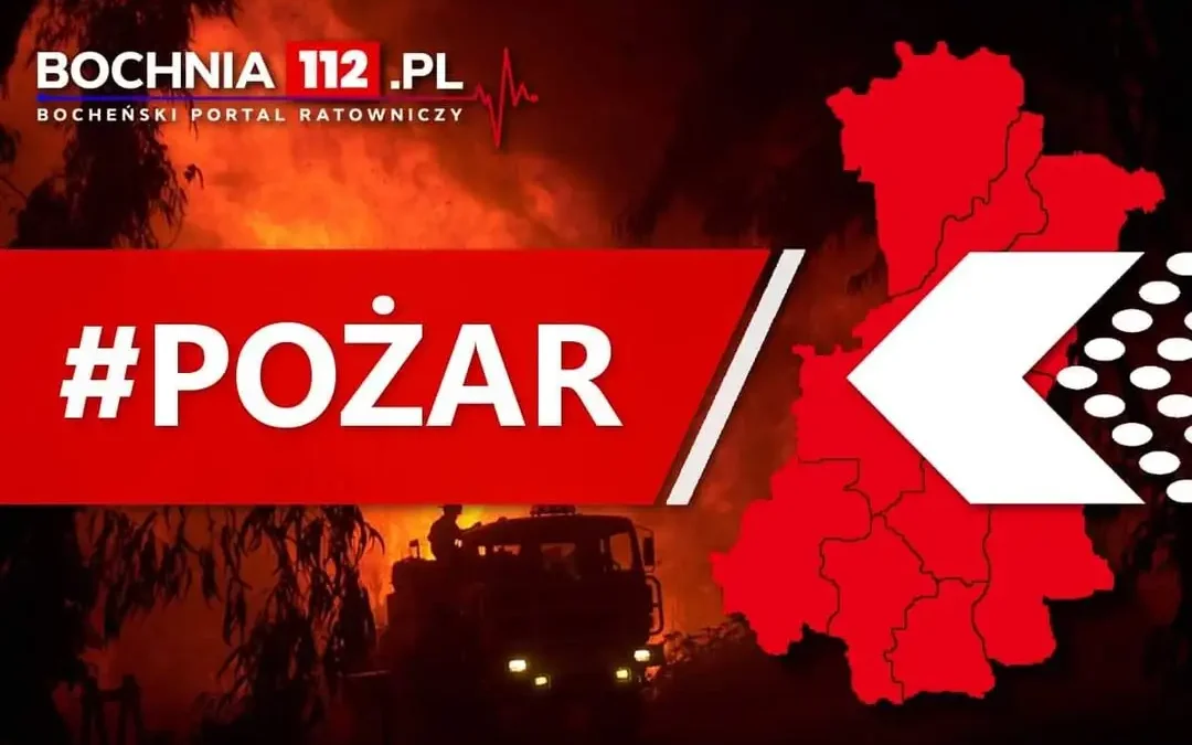 Pożar samochodu w Krzeczowie. Strażacy w akcji
