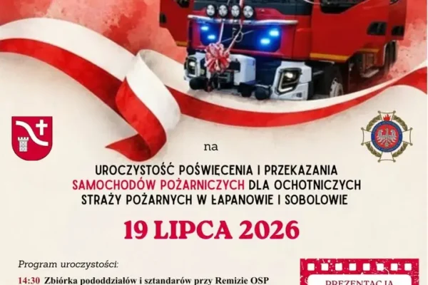Uroczyste poświęcenie nowych wozów strażackich w gminie Łapanów – zaproszenie