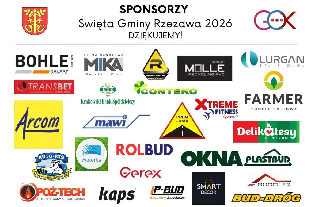 Dziękujemy sponsorom Święta Gminy Rzezawa 2026