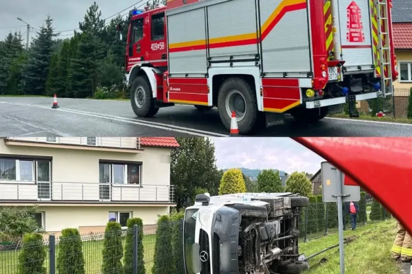 Kolizja w Muchówce: dostawczak w rowie, nikt nie ucierpiał