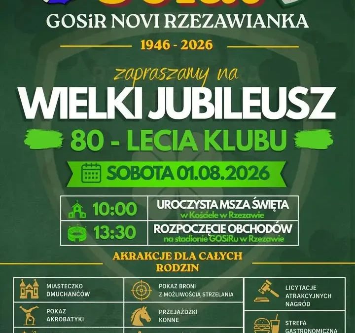 80-lecie GOSiR Novi Rzezawianka – wielkie święto w sobotę w Rzezawie