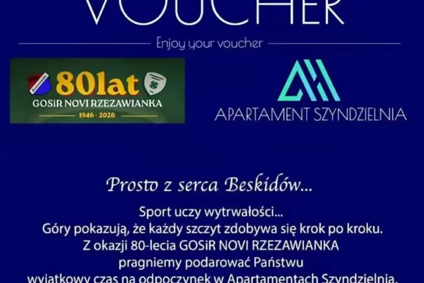 Licytacje na 80-lecie GOSiR Novi Rzezawianka – pierwszy voucher już czeka!