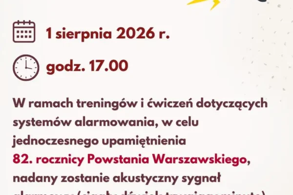 1 sierpnia zawyją syreny alarmowe w gminie Drwinia – upamiętnienie Powstania Warszawskiego