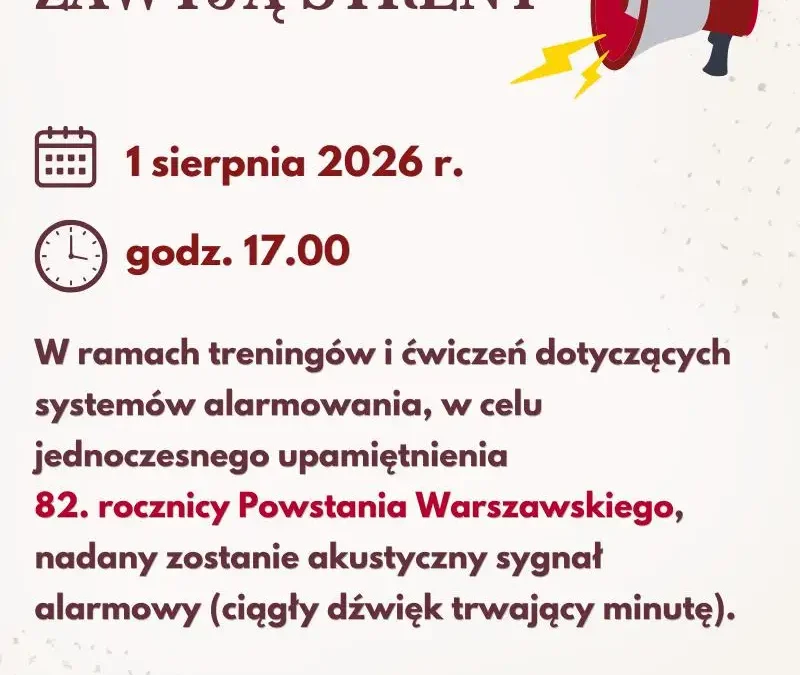 1 sierpnia zawyją syreny alarmowe w gminie Drwinia – upamiętnienie Powstania Warszawskiego