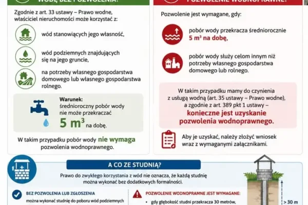 Pobór wody ze studni: kiedy potrzebne jest pozwolenie wodnoprawne?