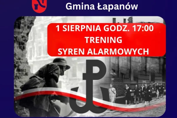 Trening syren alarmowych w Gminie Łapanów 1 sierpnia
