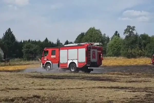 Pożar ścierniska w Kobylcu – szybka akcja strażaków z OSP Łapanów i okolic