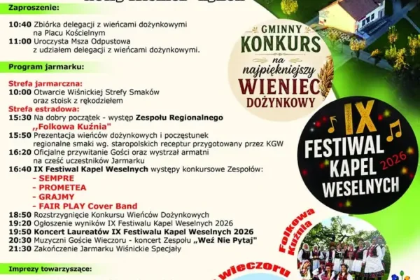 Święto Plonów w Nowym Wiśniczu: koncerty, konkursy i smaki regionu 15 sierpnia
