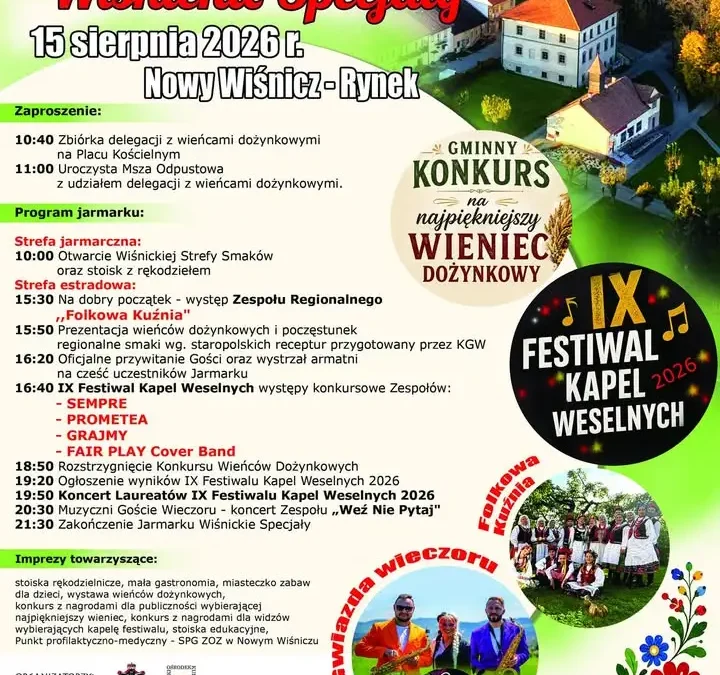 Święto Plonów w Nowym Wiśniczu: koncerty, konkursy i smaki regionu 15 sierpnia
