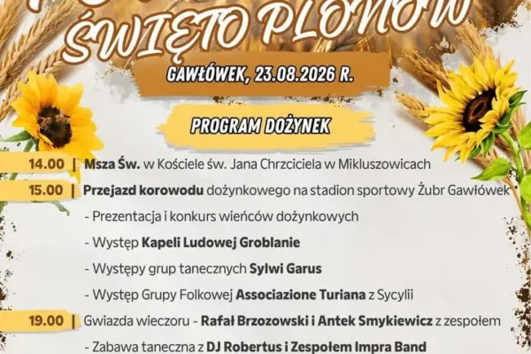 Dożynki Powiatowo-Gminne w Gawłówku już 23 sierpnia