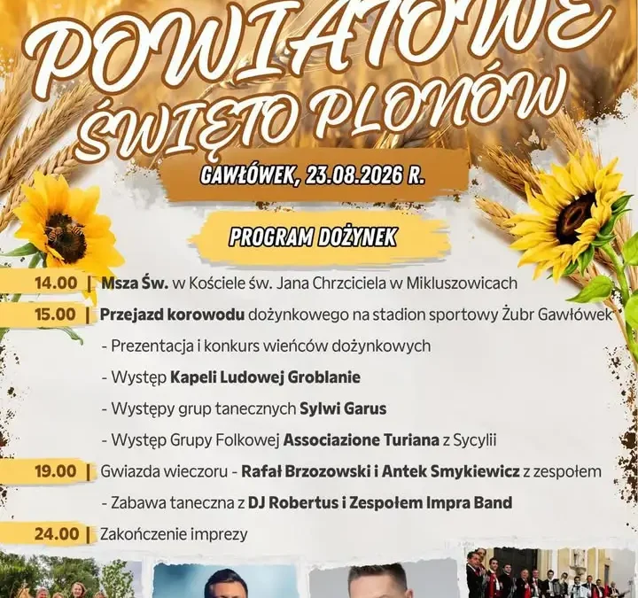 Dożynki Powiatowo-Gminne w Gawłówku już 23 sierpnia