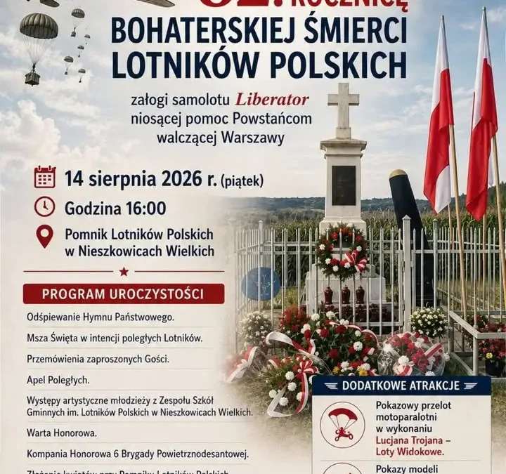Uroczystość upamiętniająca 82. rocznicę śmierci Lotników Polskich w Nieszkowicach Wielkich