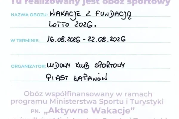 Podsumowanie obozu piłkarskiego LKS Piast Łapanów w Pustyni