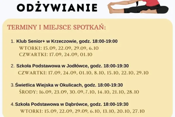 Bezpłatne zajęcia fitness i zdrowego odżywiania dla dorosłych mieszkańców gminy Rzezawa – trwają zapisy
