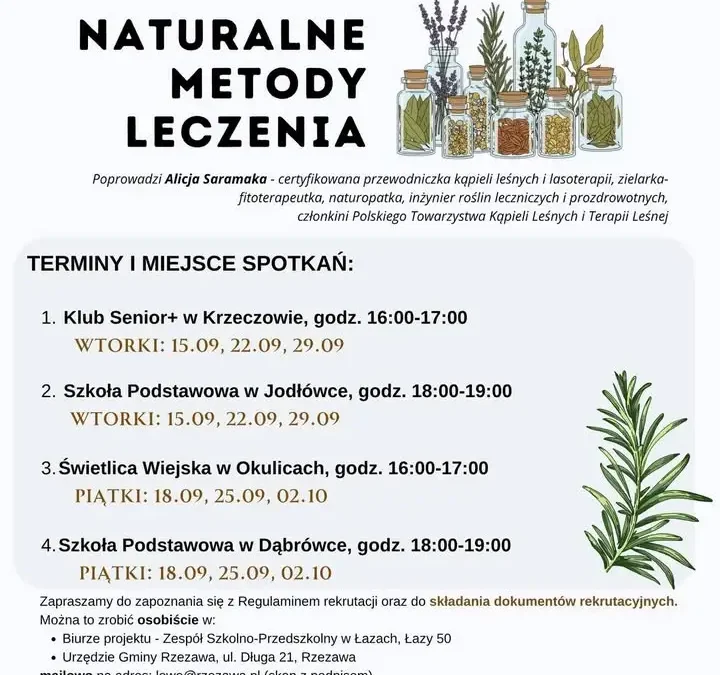 Bezpłatne zajęcia z naturalnych metod leczenia w Rzezawie – zapisy trwają