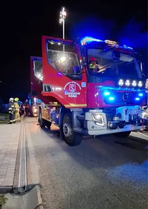 Pożar tui w Łapanowie. Strażacy zapobiegli rozprzestrzenieniu ognia na budynki
