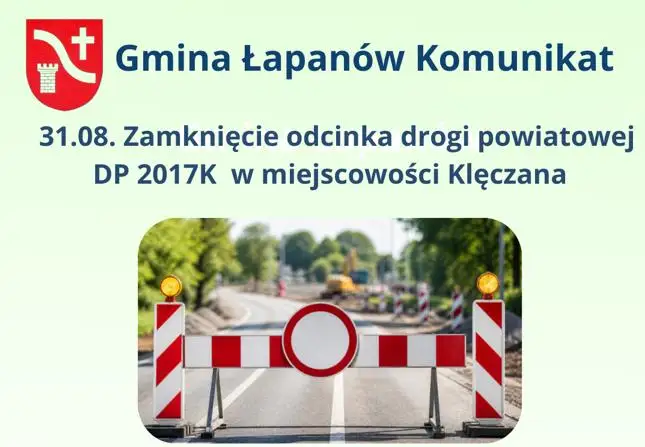 Utrudnienia na drodze powiatowej w Klęczanej – zamknięcie 31 sierpnia