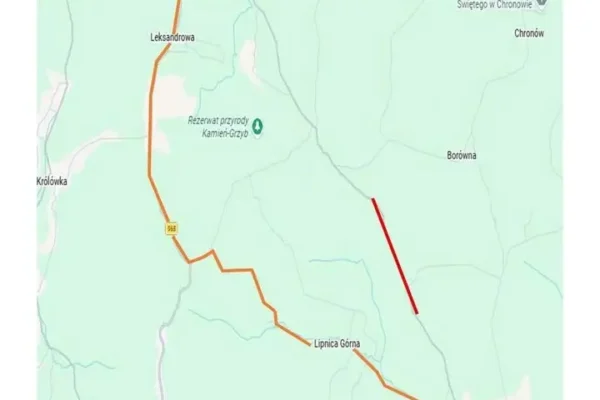 Całkowite zamknięcie drogi powiatowej w Lipnicy Górnej od 9 do 13 września