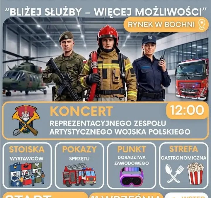 Targi Pracy Służb Mundurowych w Bochni już w piątek – atrakcje, oferty i koncert