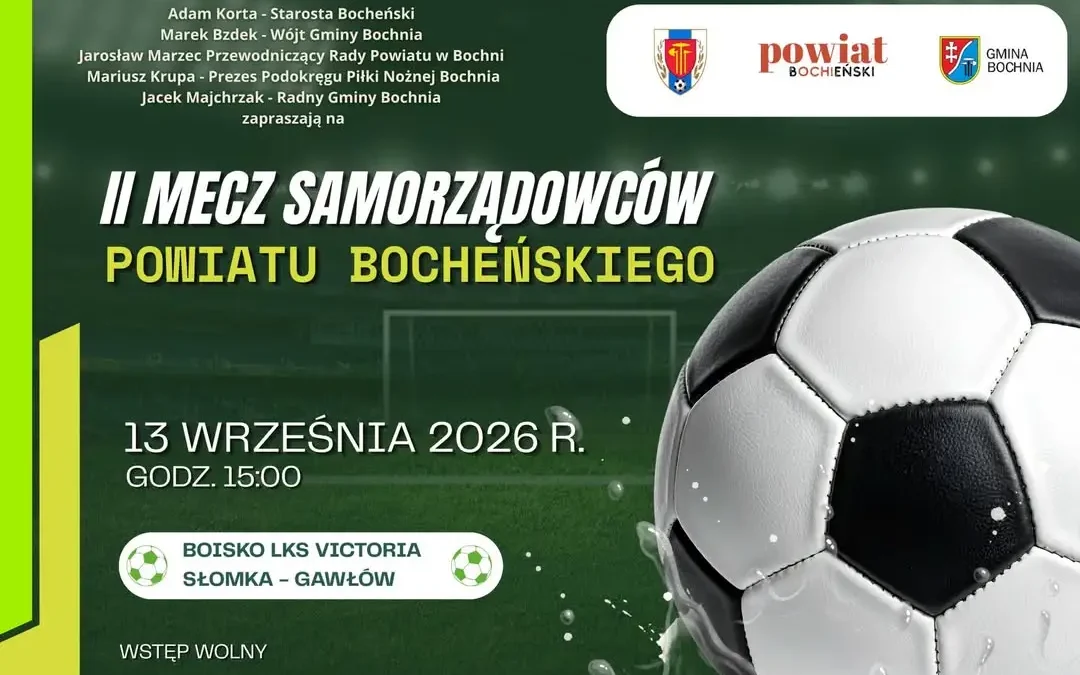 II Mecz Samorządowców Powiatu Bocheńskiego – 13 września w Słomce-Gawłowie