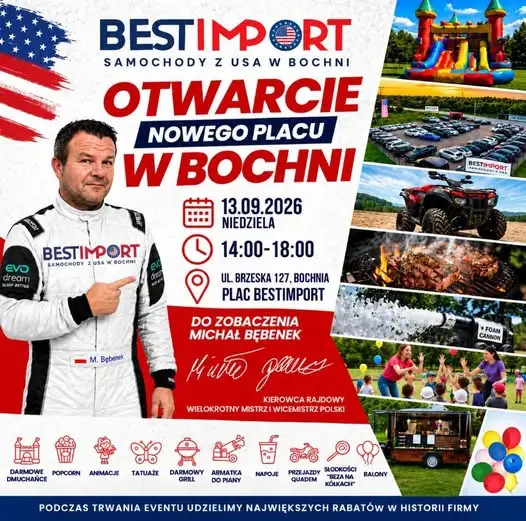 Otwarcie placu BESTIMPORT.pl w Bochni – samochody z USA i rodzinny piknik