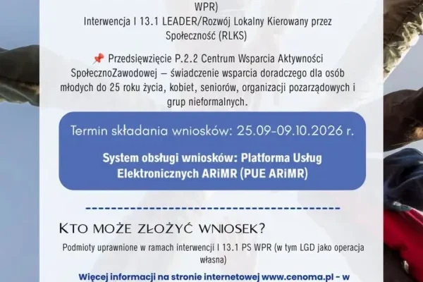 Nabór wniosków w Nadwiślańskiej Grupie Działania „E.O.CENOMA” – szansa na dofinansowanie projektów społecznych