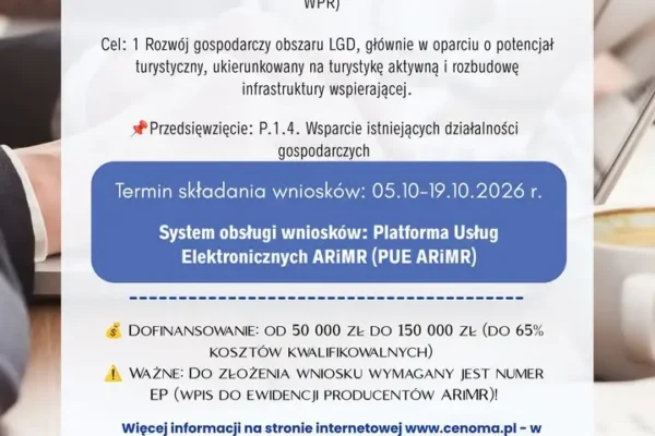 Nadwiślańska Grupa Działania „E.O.CENOMA” ogłasza nabór na rozwój działalności gospodarczej