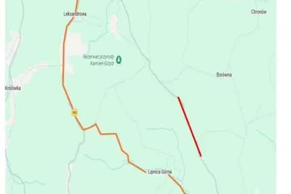 Utrudnienia na drodze powiatowej 2077K – zamknięcie odcinka w Lipnicy Górnej