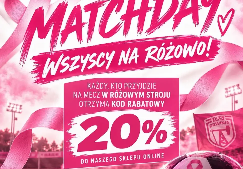 GKS Drwinia zaprasza na różowy mecz. Kibice w różu dostaną rabat