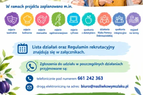 Seniorzy 60+ z czterech gmin mogą dołączyć do projektu „Aktywny Senior = Aktywna Społeczność”