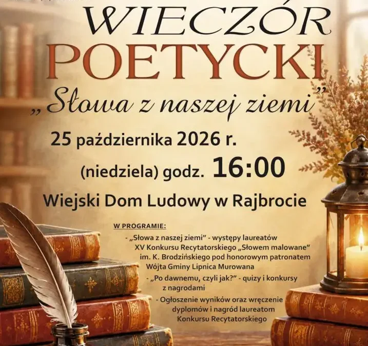 Rajbrot: wieczór poetycki „Słowem malowane” już 25 października